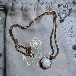 Kendra Scott Cynthia Colorbar Rose Gold Necklace with Kyocera Opal Pendant